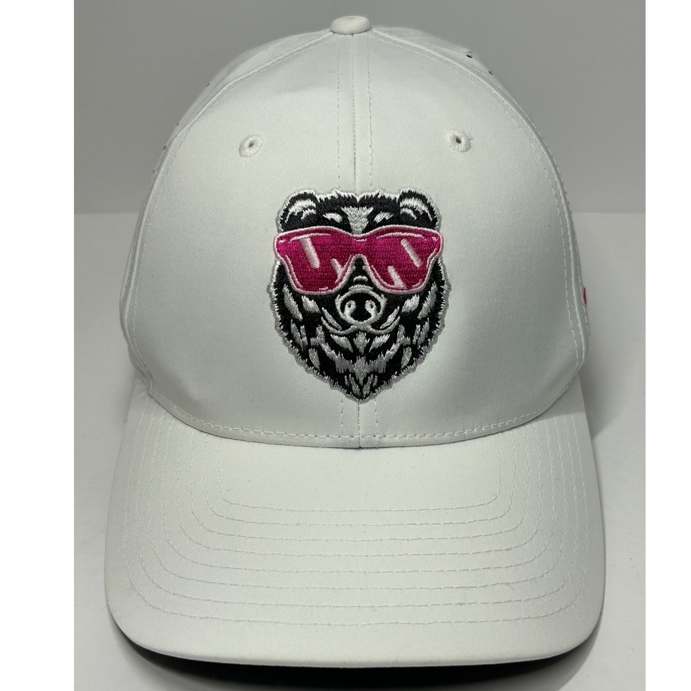 Richardson White Golf‎ Cap Embroidered Bear Sunglasses Pink Logo Men's